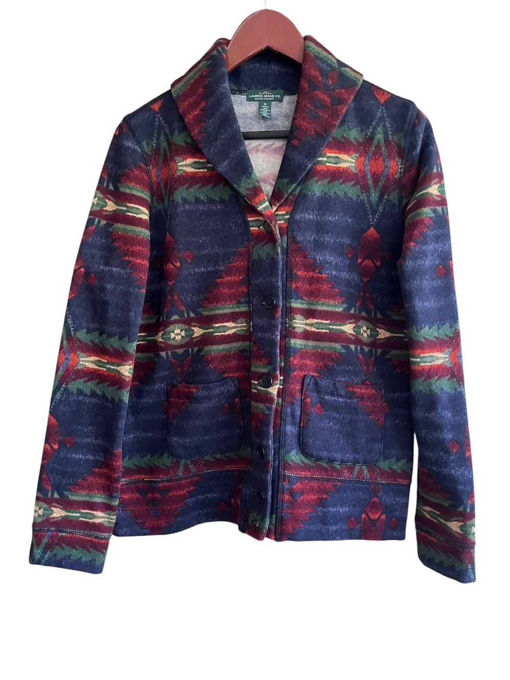 Lauren Ralph Lauren Aztec Southwestern Cardigan Sweater Jacket Size Medium